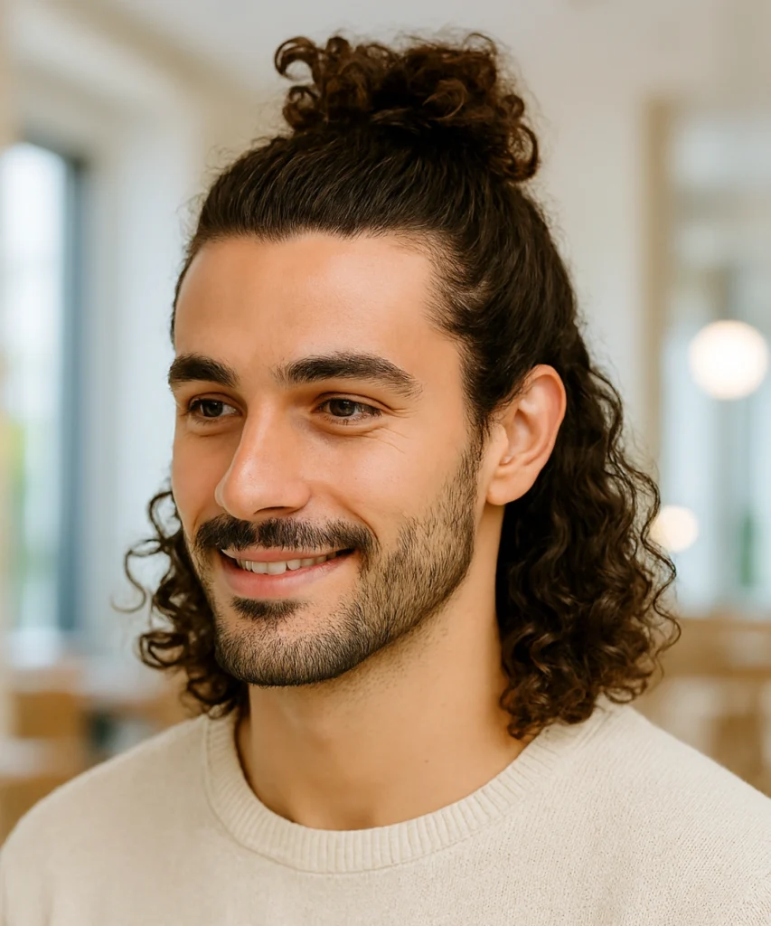 Half-Up Curly Bun