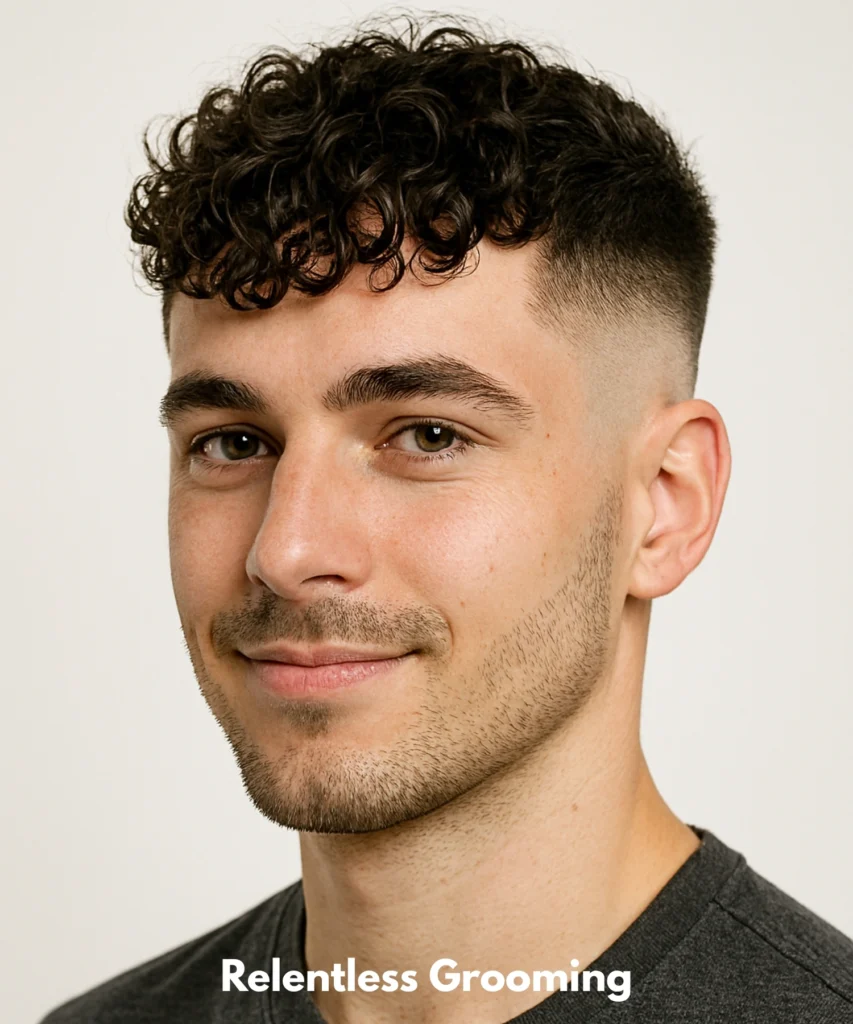 Low Fade with Curly Fringe