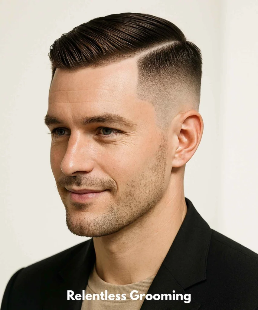 Low Fade with Hard Part