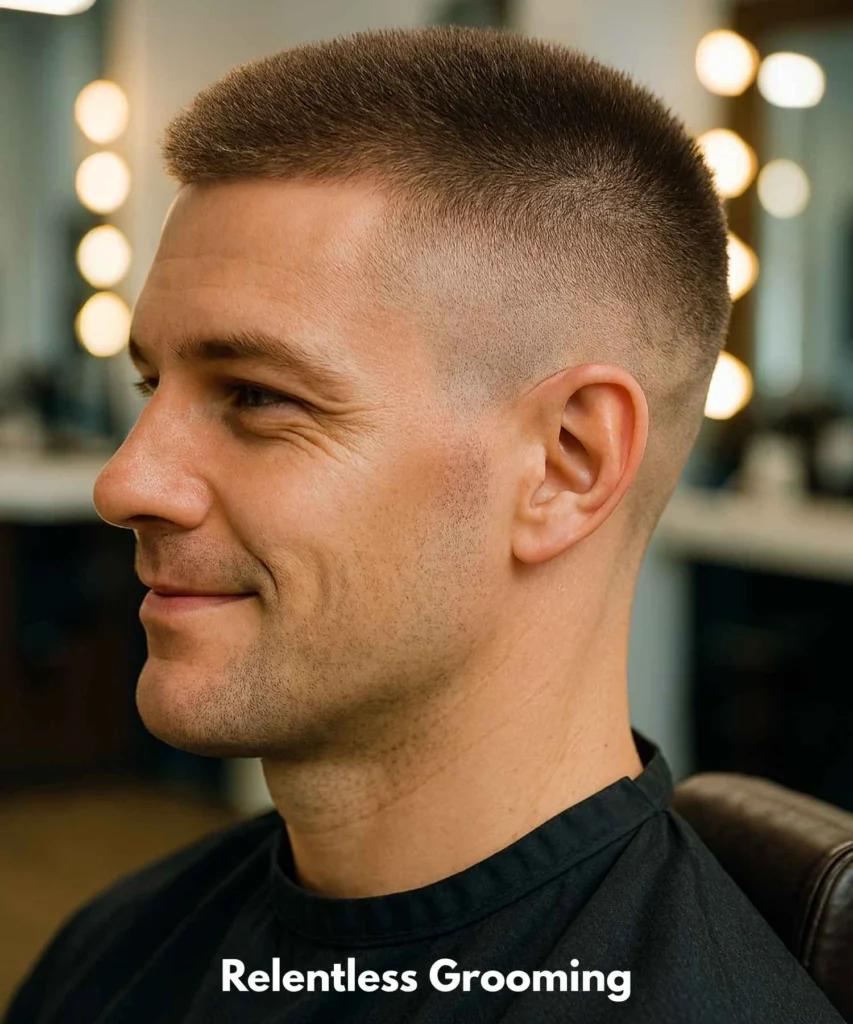 Buzz Cut Men: Sleek Haircuts for a Confident Look 26 The Brush Cut Buzz