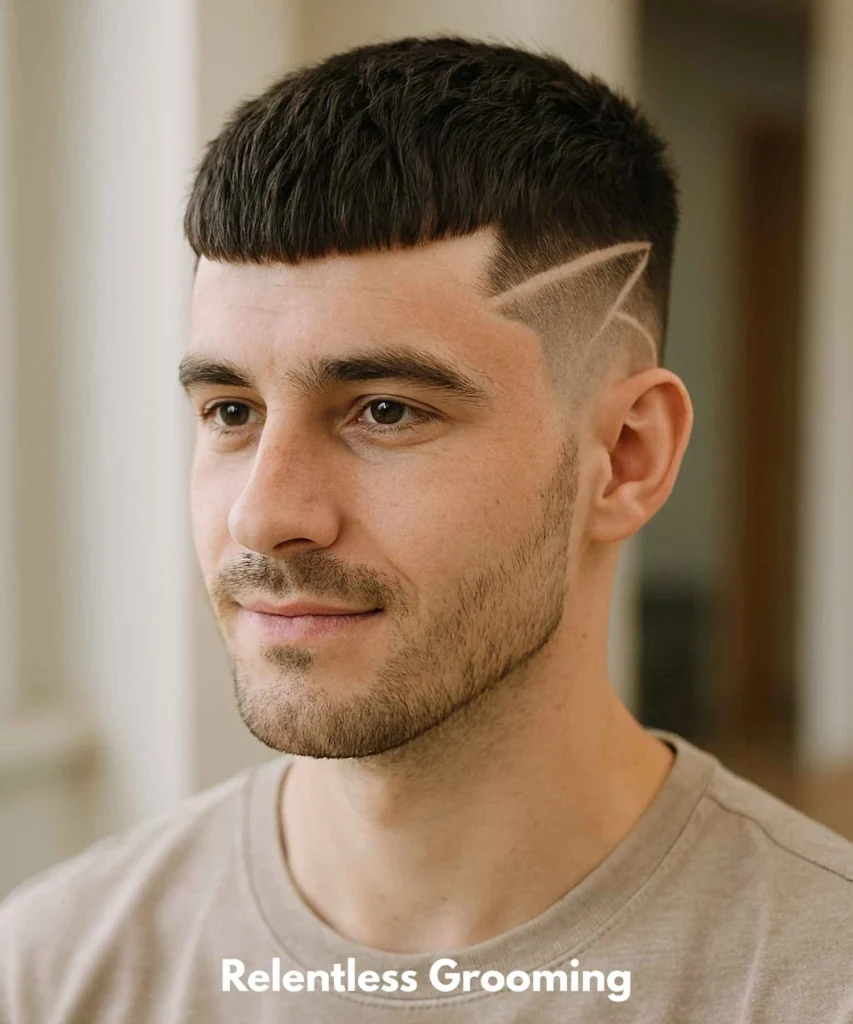 The French Crop with Line Design