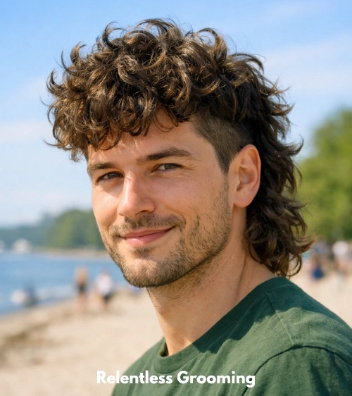 Curly Two Block Mullet