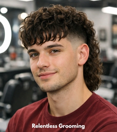 Curly Mullet Fade: Bold Styles to Upgrade Your Look 17 Curly Mullet Fade with Fringe
