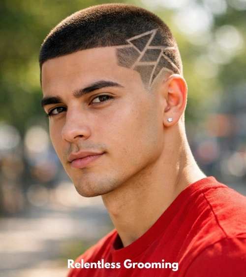 Buzz Cut with Geometric Design