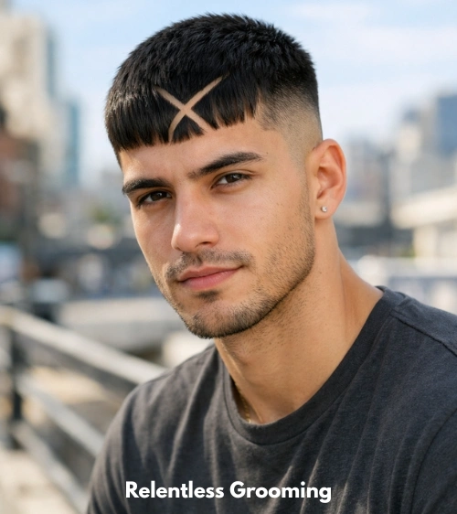 Caesar Cut with X Design