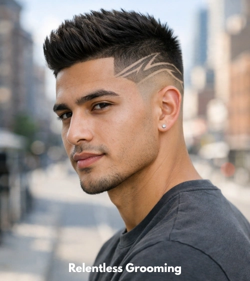 High Fade with Freestyle Pattern
