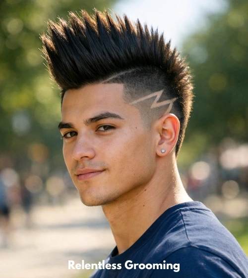 Mohawk Fade with Lightning Bolt