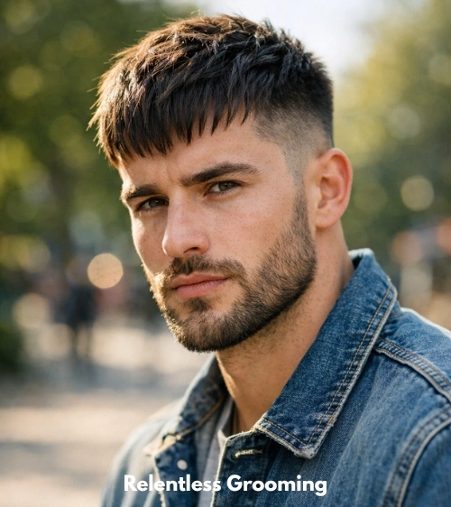 Low Taper Fade Textured Fringe: Best Modern Styles 12 Textured Fringe with Beard and Low Taper
